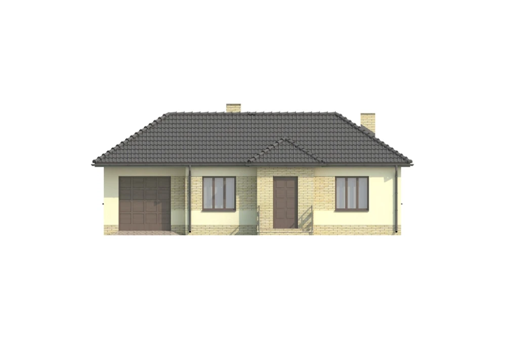 Projekt domu Klonowiec DM-6018, parterowy z garażem, bez podpiwniczenia - elewacja frontowa
