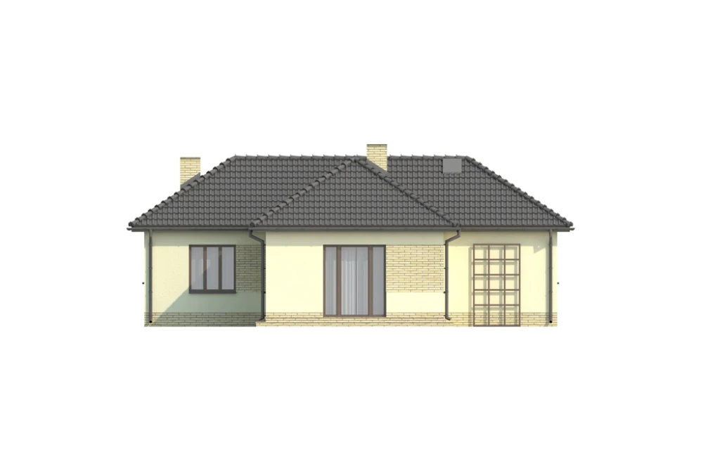 Projekt domu Klonowiec DM-6018, parterowy z garażem, bez podpiwniczenia - elewacja ogrodowa