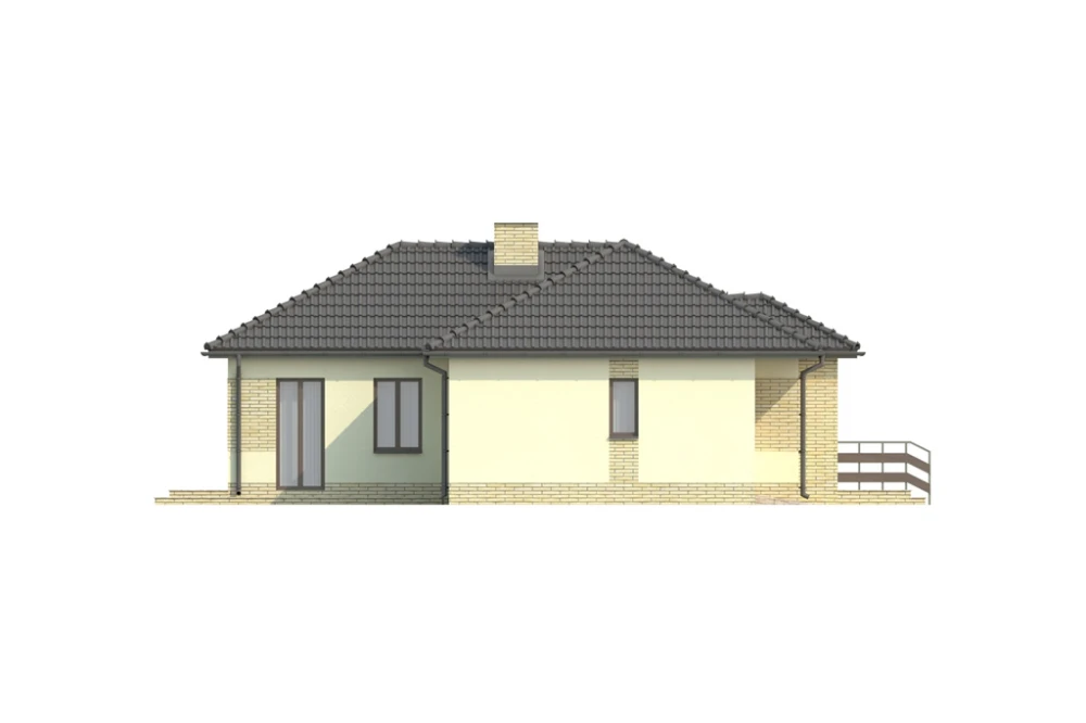 Projekt domu Klonowiec DM-6018, parterowy z garażem, bez podpiwniczenia - elewacja lewa