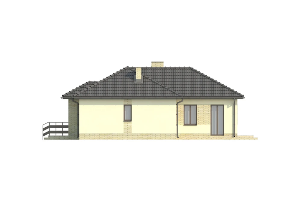 Projekt domu Klonowiec DM-6018, parterowy z garażem, bez podpiwniczenia - elewacja prawa