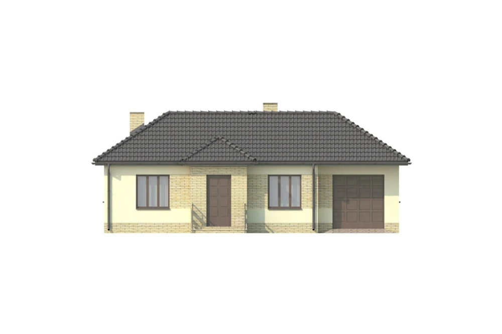 Projekt domu Ulesie L-6018, parterowy z garażem, bez podpiwniczenia - elewacja frontowa