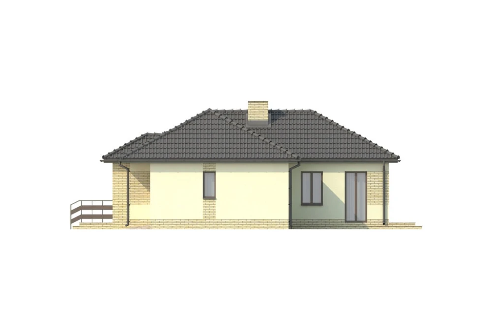 Projekt domu Ulesie L-6018, parterowy z garażem, bez podpiwniczenia - elewacja prawa