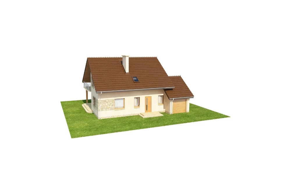 Projekt domu Janowiec N DM-6028 N,  parterowy z poddaszem mieszkalnym, z garażem, bez podpiwniczenia - model