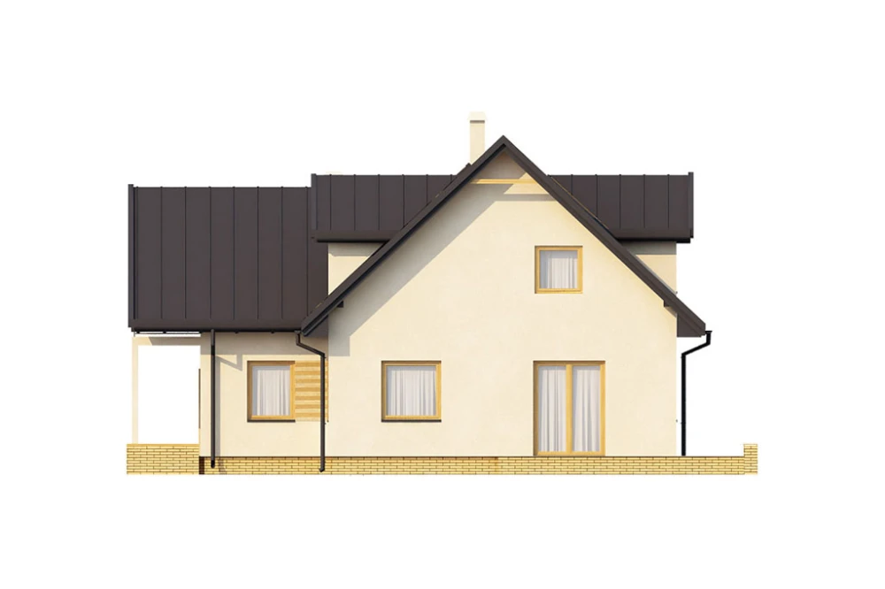 Projekt domu Skibin L-6148, parterowy z poddaszem mieszkalnym, z garażem, bez podpiwniczenia - elewacja prawa