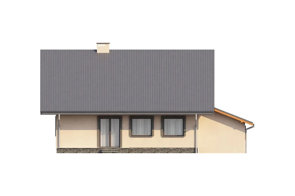 Projekt domu Polubicze L-6156, parterowy z poddaszem mieszkalnym, z garażem, częściowo podpiwniczony - elewacja ogrodowa