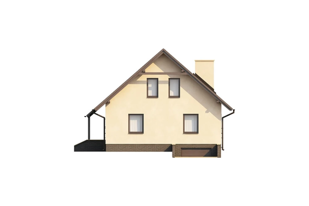 Projekt domu Kazimierzów DM-6164,  parterowy z poddaszem mieszkalnym, z garażem, podpiwniczony - elewacja prawa