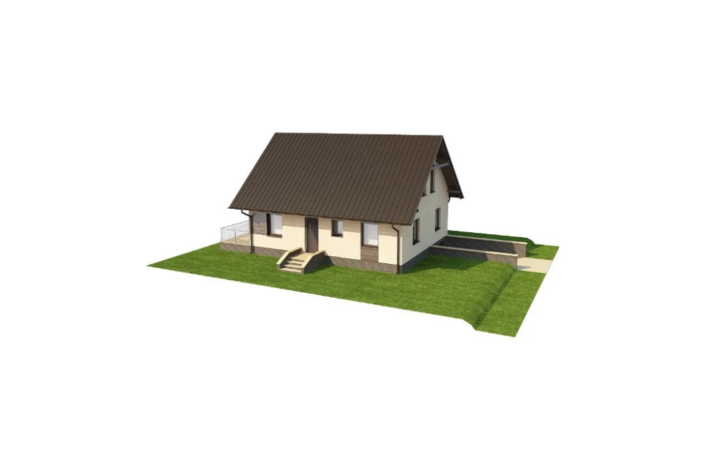Projekt domu Kazimierzów N DM-6164 N,  parterowy z poddaszem mieszkalnym, z garażem, podpiwniczony - model