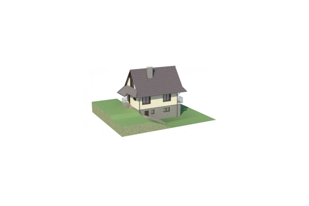 Projekt domu Wierzbin DM-6038, jednorodzinny, parterowy z garażem, z poddaszem mieszkalnym, podpiwniczony - model