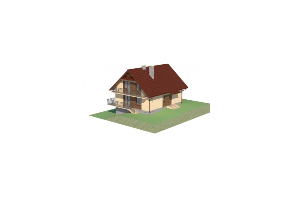 Projekt domu Pszczelnik DM-6052, parterowy z poddaszem mieszkalnym, z częściowym podpiwniczeniem - model