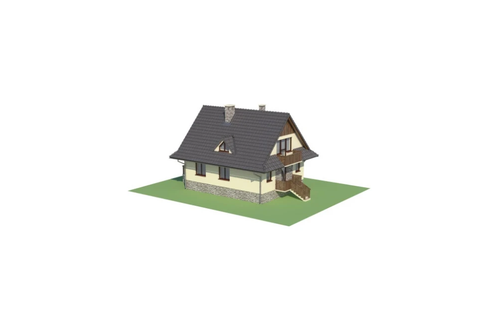 Projekt domu Turaszówka L-6077, parterowy z poddaszem mieszkalnym, bez podpiwniczenia - model
