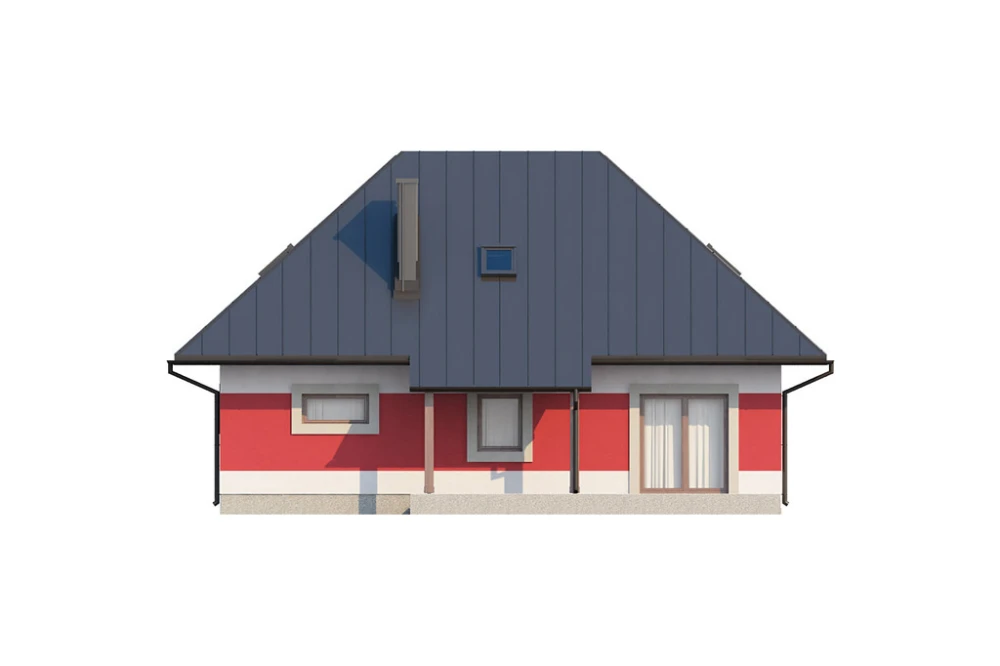 Projekt domu Sitno N L-6083 N, parterowy z poddaszem mieszkalnym, bez podpiwniczenia - elewacja ogrodowa