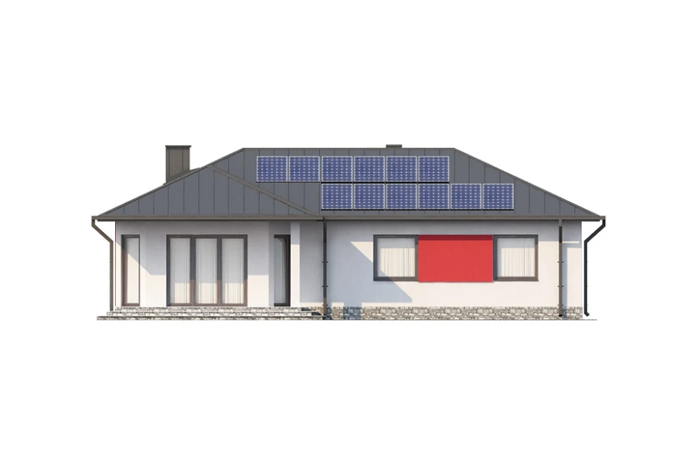 Projekt domu Naruszewo N DM-6087 N, parterowy, bez podpiwniczenia - elewacja ogrodowa