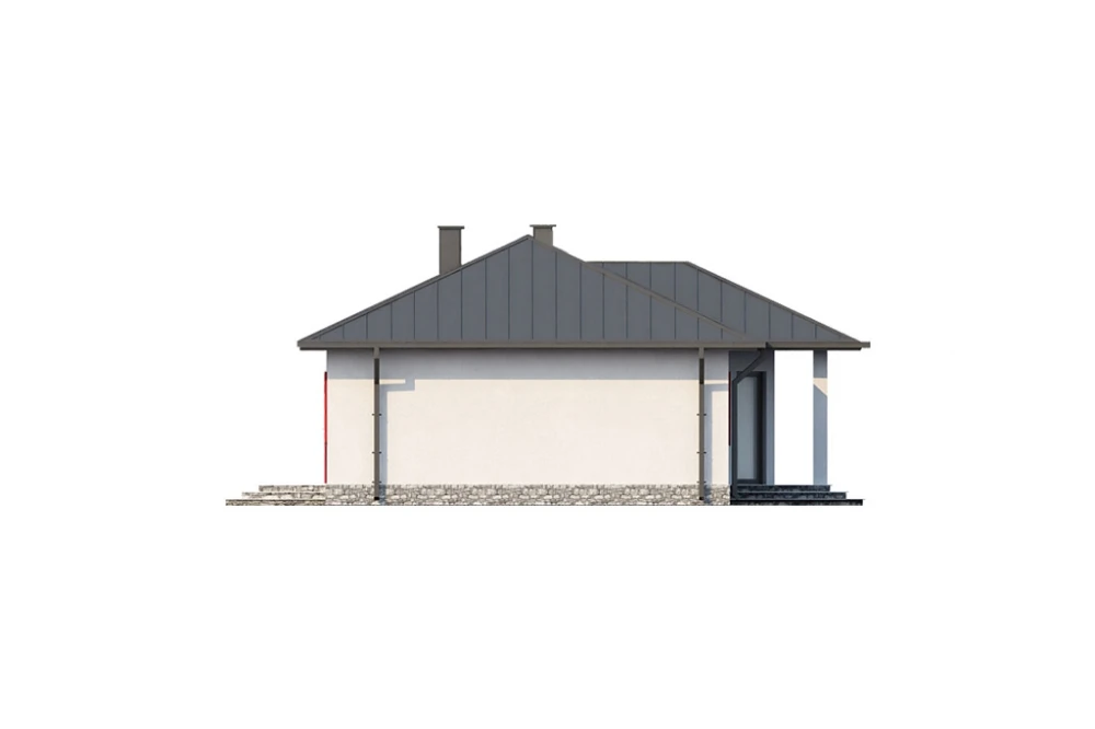 Projekt domu Rojków N L-6087 N, parterowy, bez podpiwniczenia - elewacja prawa
