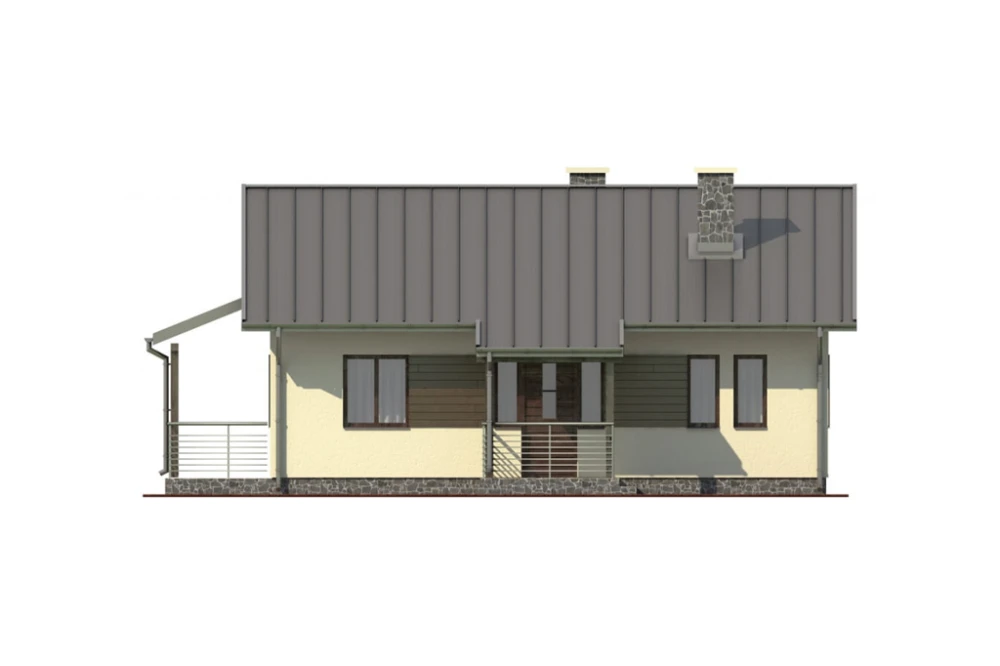 Projekt domu Bzowo DM-6101, parterowy, bez podpiwniczenia - elewacja frontowa