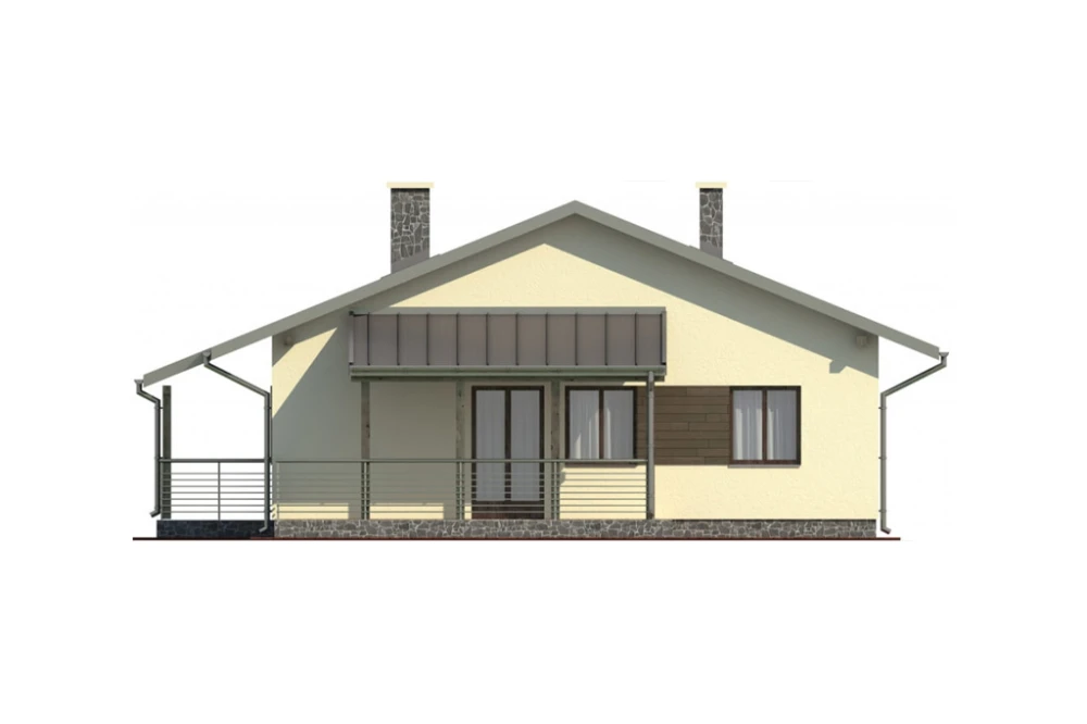 Projekt domu Skolin L-6101, parterowy, bez podpiwniczenia - elewacja prawa