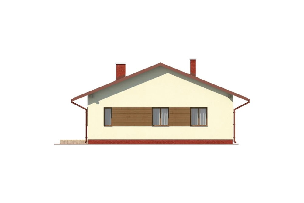 Projekt domu Bzowo N DM-6101 N, parterowy, bez garażu, bez podpiwniczenia - elewacja prawa