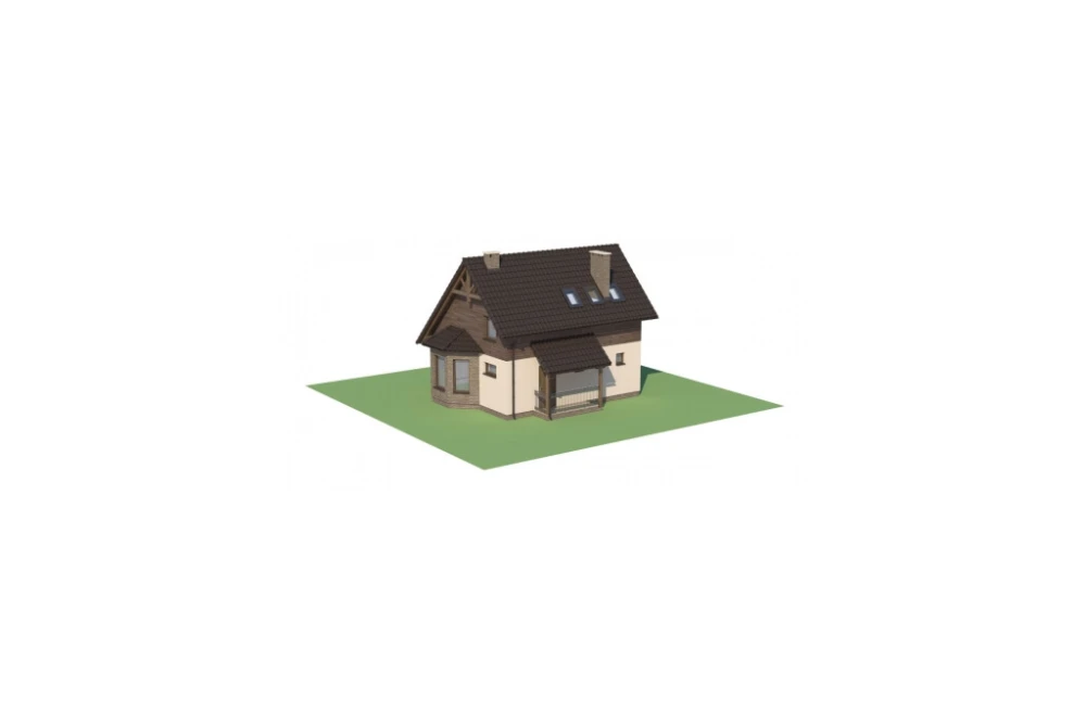 Projekt domu Biskupin DM-6105, parterowy z poddaszem mieszkalnym, bez podpiwniczenia - model