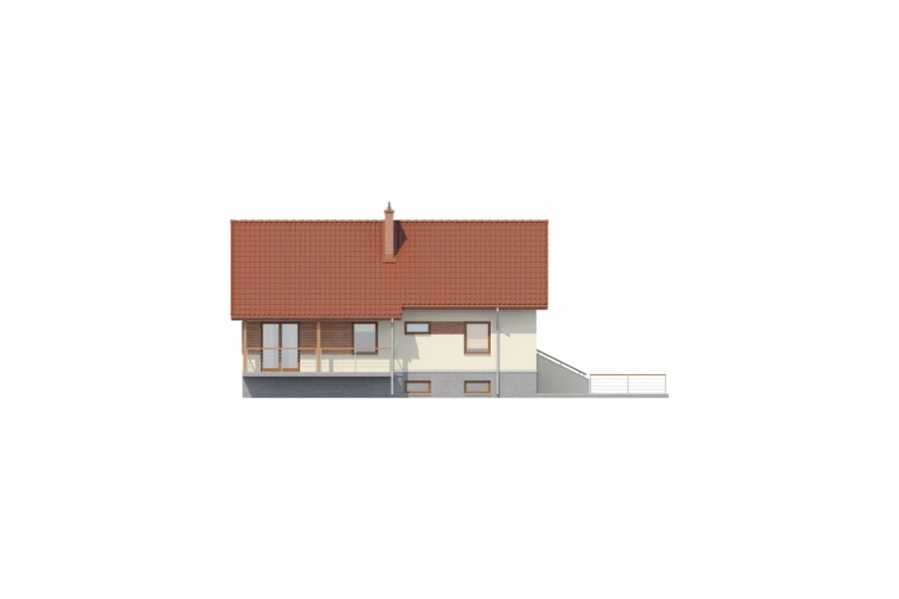 Projekt domu Orchowiec L-6106, parterowy z garażem, z poddaszem mieszkalnym, częściowo podpiwniczony - elewacja lewa