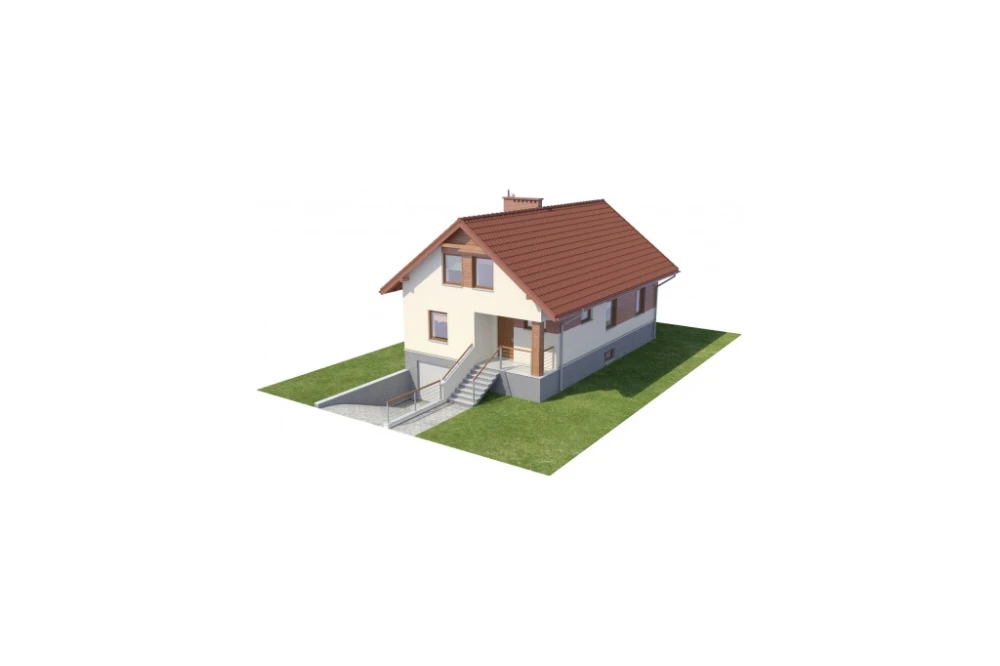 Projekt domu Orchowiec L-6106, parterowy z garażem, z poddaszem mieszkalnym, częściowo podpiwniczony - model