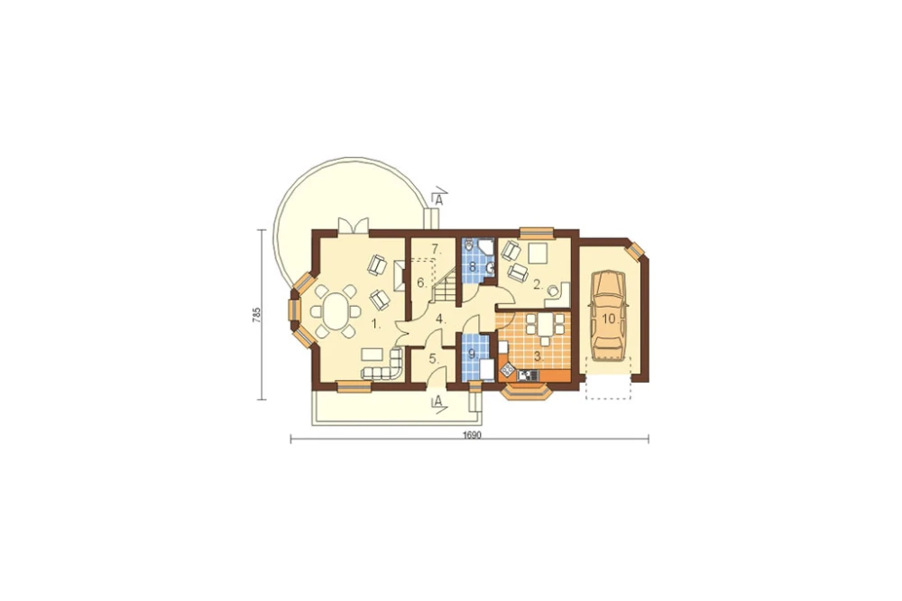 Projekt domu Radolin L-6110, parterowy z garażem, z poddaszem mieszkalnym, bez podpiwniczenia - rzut parteru