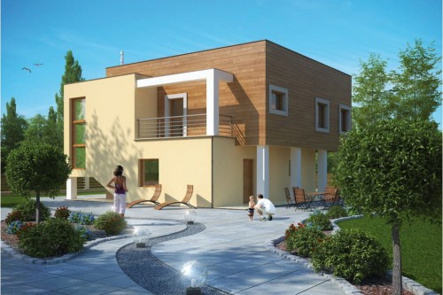 Projekt domu Teletyn tech. L-6112 tech., piętrowy, bez podpiwniczenia - kolorystyka wersja 1