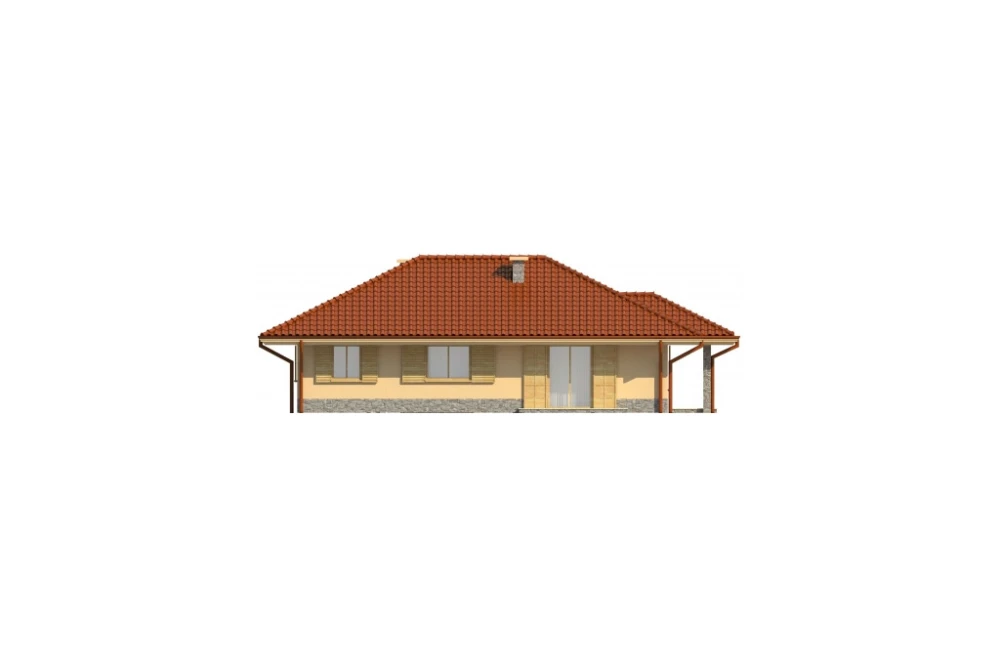 Projekt domu Okrasin L-6097, parterowy z garażem, bez podpiwniczenia - elewacja lewa