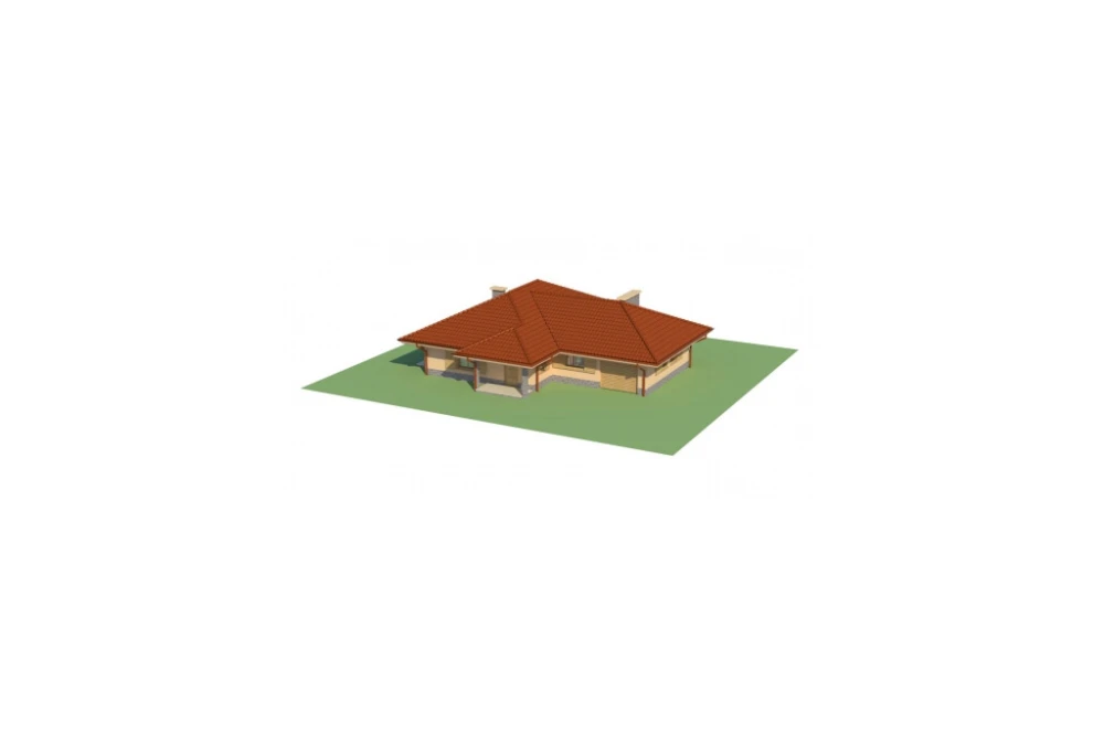 Projekt domu Okrasin L-6097, parterowy z garażem, bez podpiwniczenia - model