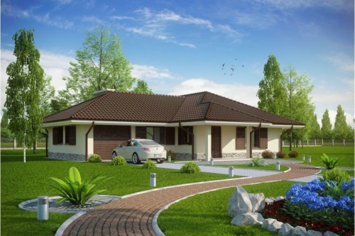 Projekt domu Sękocin tech. DM-6097 tech., parterowy z garażem, bez podpiwniczenia - kolorystyka wersja 2