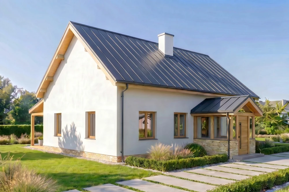 Projekt domu Arium 2 L-6910, parterowy, niepodpiwniczony, z poddaszem przeznaczonym do adaptacji - wizualizacja elewacji lewej