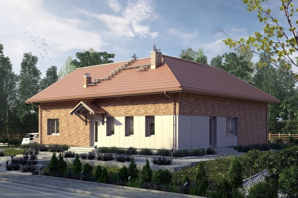 Projekt domu Rido 2 tech. L-6751 tech., parterowy, niepodpiwniczony, bez garażu - kolorystyka wersja 4