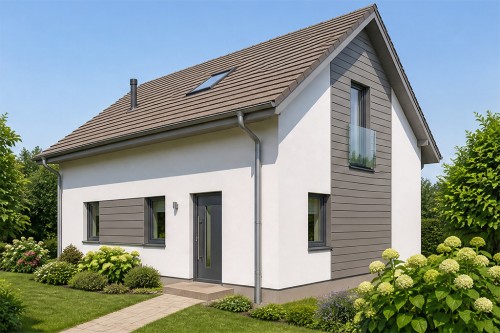 Projekt domu Epidus S tech. DM-6773 S tech., parterowy z poddaszem użytkowym, bez podpiwniczenia i garażu, w technologii szkieletowej drewnianej - wizualizacja elewacji frontowej