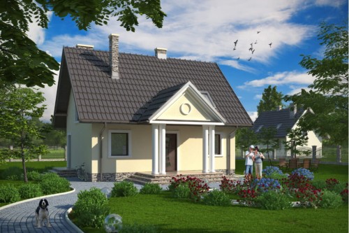 Projekt domu Zalesie tech. DM-6268 tech., parterowy z poddaszem mieszkalnym, bez podpiwniczenia - kolorystyka wersja 2