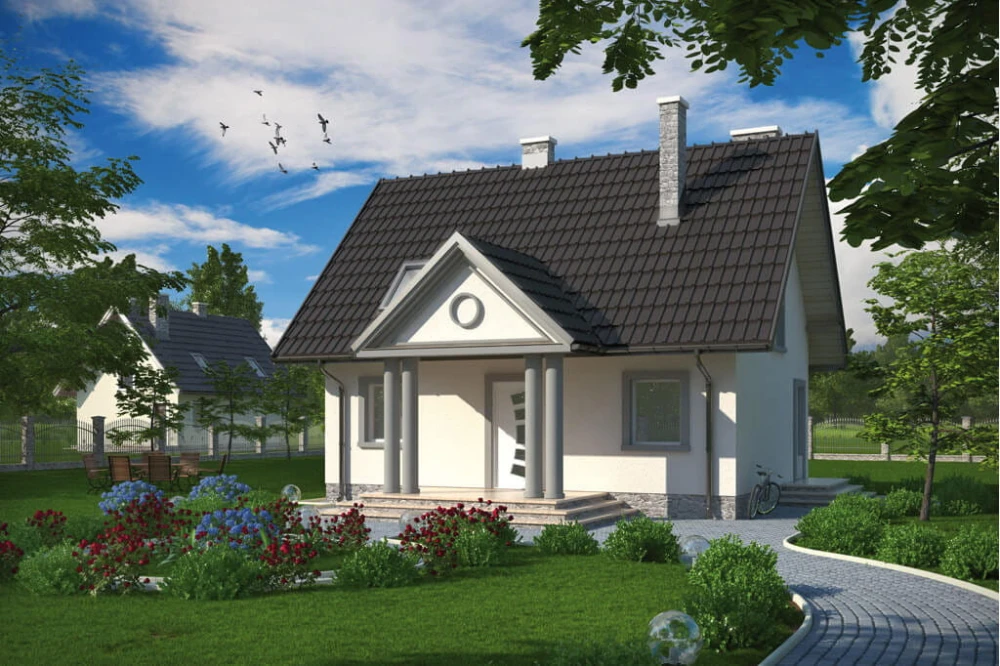 Projekt domu Zalesie 2 tech. L-6268 tech., parterowy z poddaszem mieszkalnym, bez podpiwniczenia - kolorystyka wersja 4