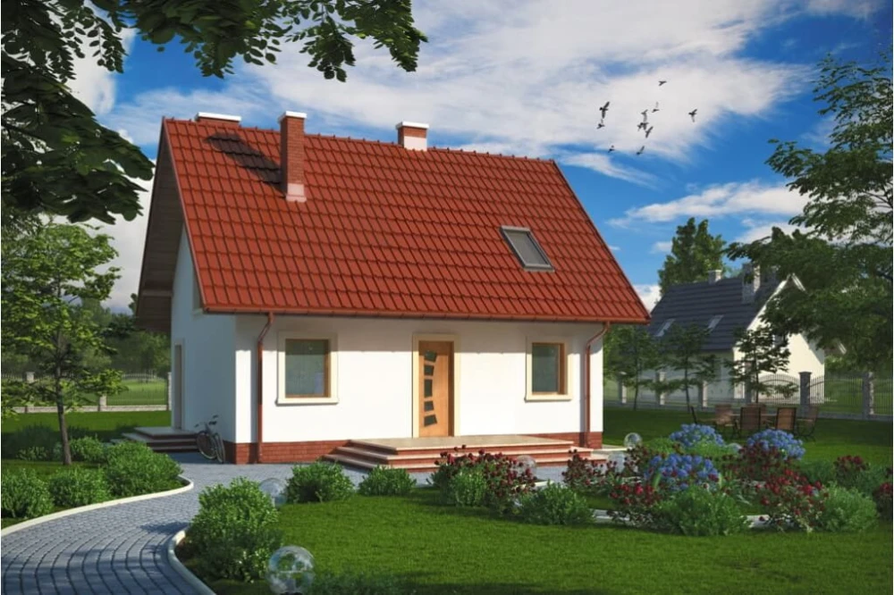 Projekt domu Zalesie N tech. DM-6268 N tech., parterowy z poddaszem mieszkalnym, bez podpiwniczenia - kolorystyka wersja 2