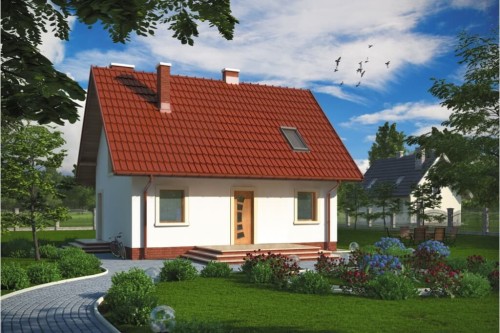 Projekt domu Zalesie N tech. DM-6268 N tech., parterowy z poddaszem mieszkalnym, bez podpiwniczenia - kolorystyka wersja 2