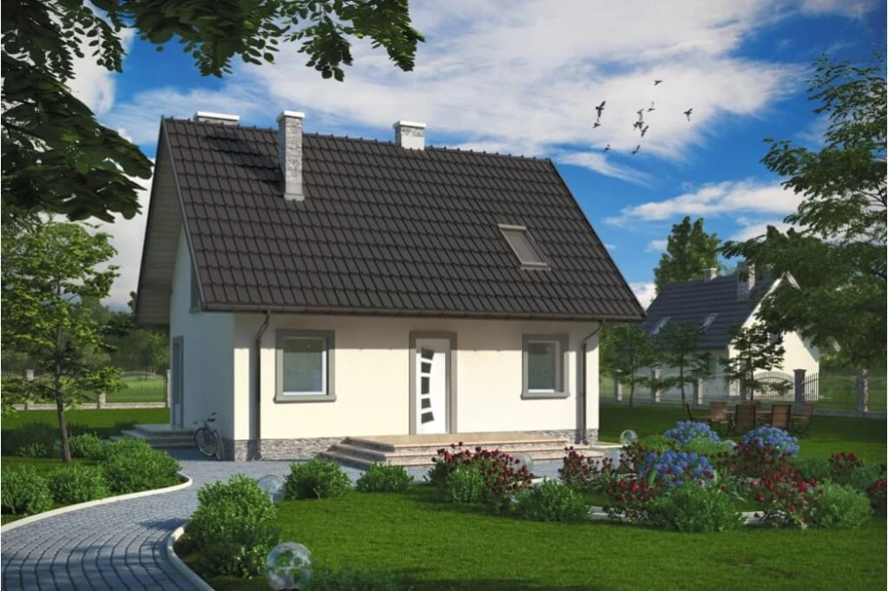 Projekt domu Zalesie N tech. DM-6268 N tech., parterowy z poddaszem mieszkalnym, bez podpiwniczenia - kolorystyka wersja 4