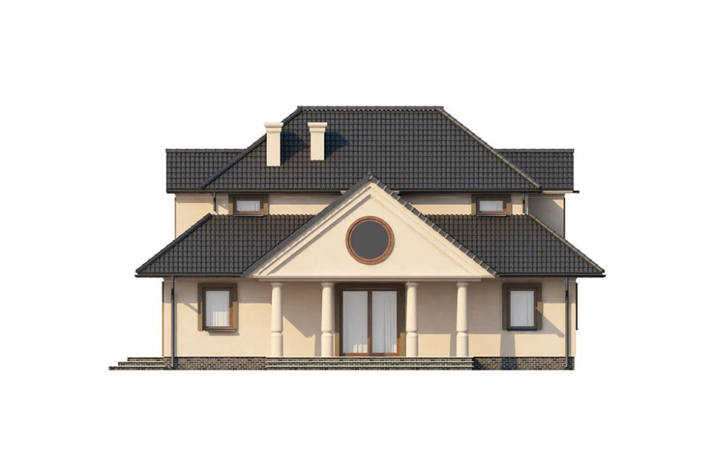 Projekt domu Olchawa DM-6276, parterowy z poddaszem mieszkalnym, bez podpiwniczenia - elewacja ogrodowa
