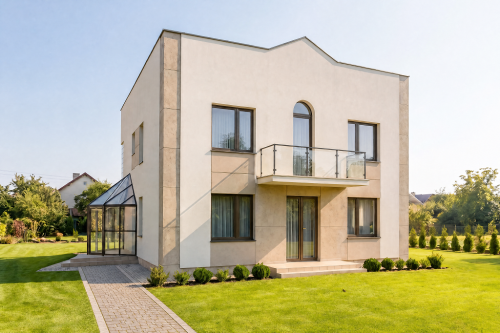 Projekt domu Gogolin L-5591, piętrowy, bez podpiwniczenia - wizualizacja elewacji prawej