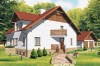 Projekt domu Ciepielów tech. DM-6194 tech., parterowy z poddaszem mieszkalnym, częściowo podpiwniczony - kolorystyka wersja 4