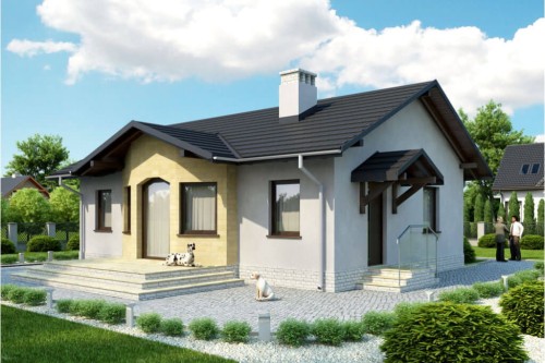 Projekt domu Trzciana tech. DM-6196 tech., parterowy, bez podpiwniczenia - kolorystyka wersja 2