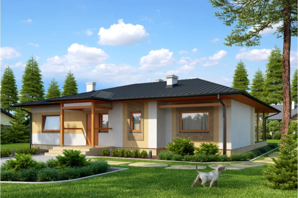 Projekt domu Chraboty tech. DM-6202 tech., parterowy bez podpiwniczenia - kolorystyka wersja 3