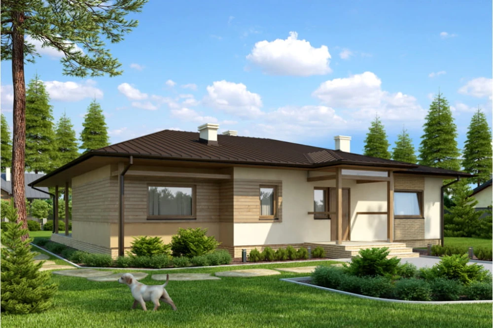 Projekt domu Werechanie tech. L-6202 tech., parterowy bez podpiwniczenia - kolorystyka wersja 2