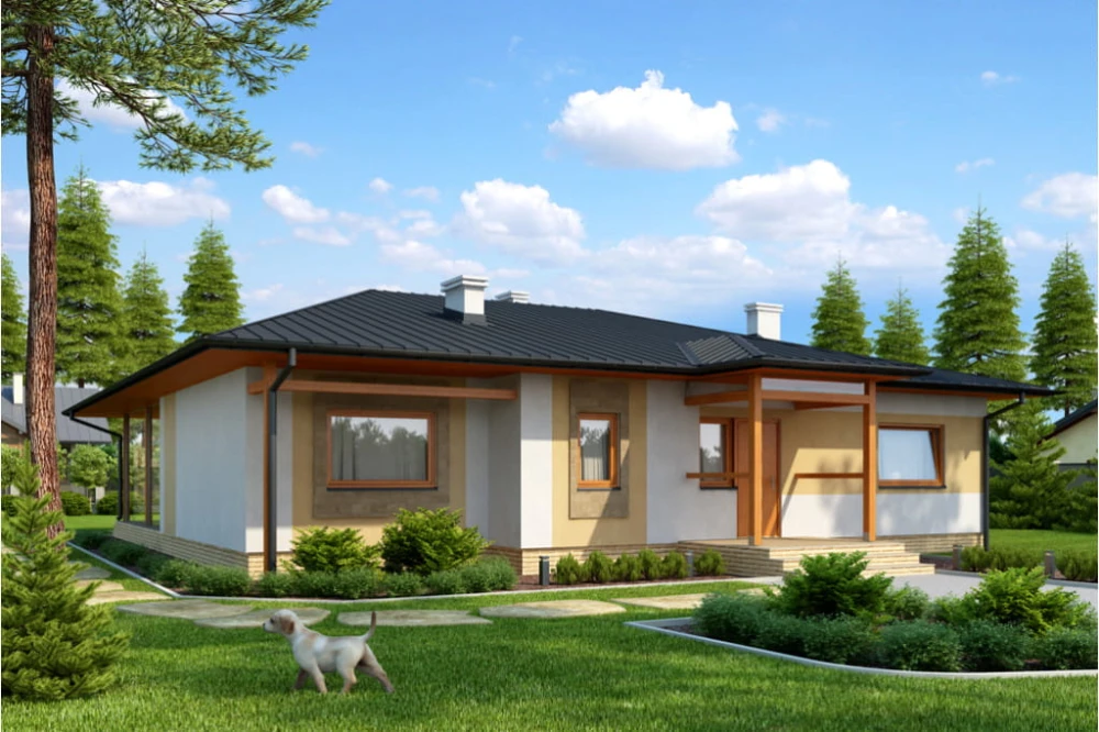 Projekt domu Werechanie tech. L-6202 tech., parterowy bez podpiwniczenia - kolorystyka wersja 3