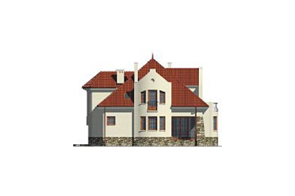 Projekt domu Zbylutów L- 6222, parterowy z poddaszem mieszkalnym, bez podpiwniczenia - elewacja prawa