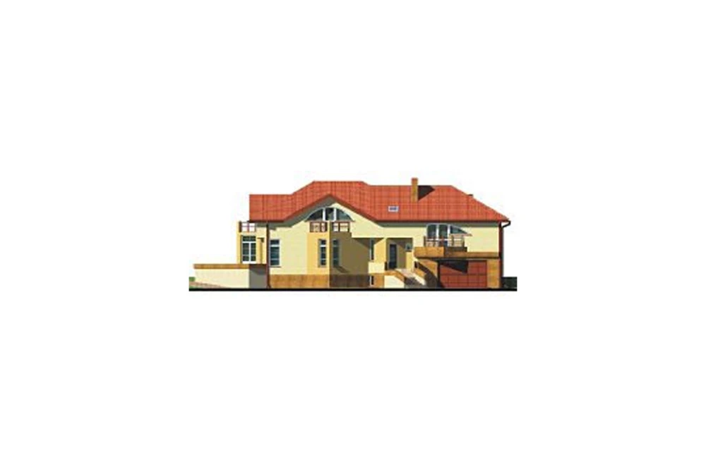 Projekt domu Cedrowice DM-6186, parterowy z poddaszem mieszkalnym, częściowo podpiwniczony z garażem na dwa samochody - elewacja frontowa