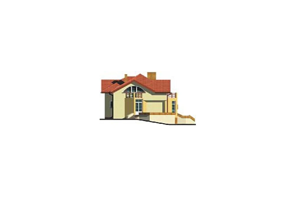 Projekt domu Cedrowice DM-6186, parterowy z poddaszem mieszkalnym, częściowo podpiwniczony z garażem na dwa samochody -  elewacja lewa
