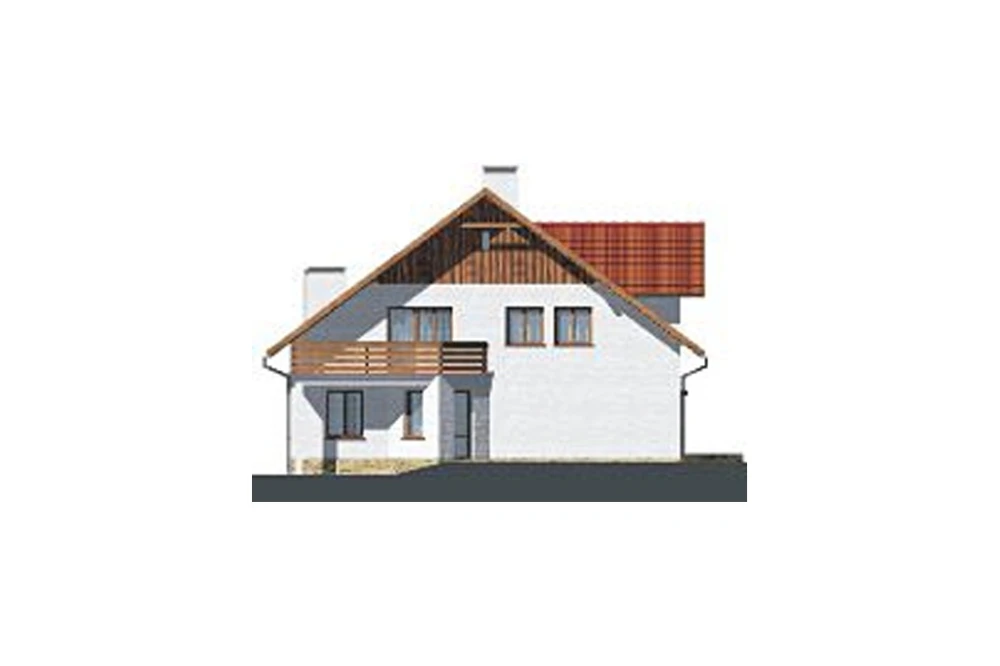 Projekt domu Ciepielów DM-6194, parterowy z poddaszem mieszkalnym, częściowo podpiwniczony - elewacja ogrodowa