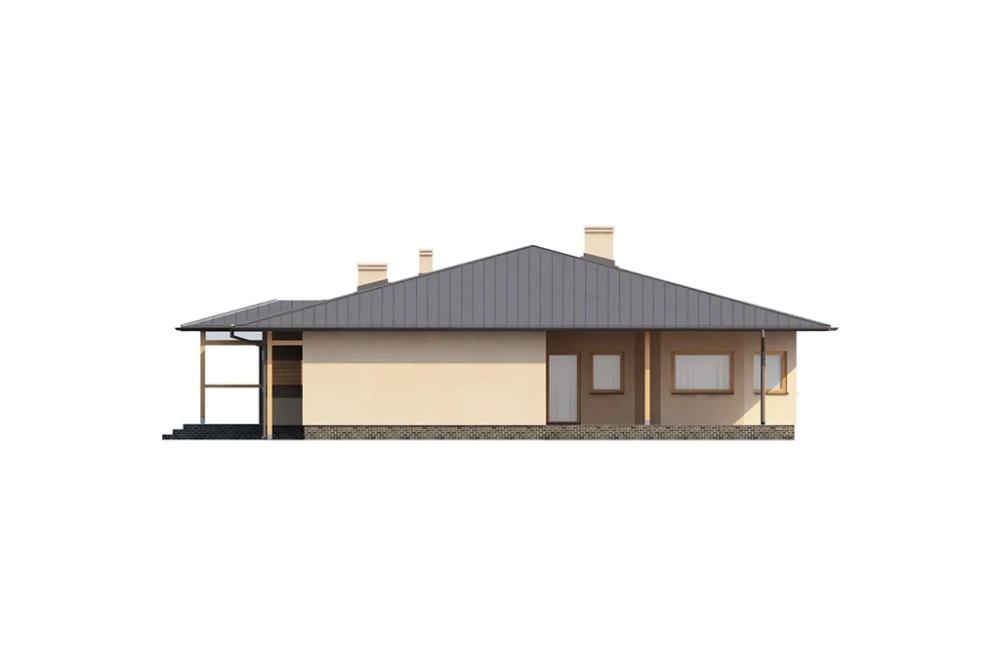 Projekt domu Chraboty DM-6202, parterowy bez podpiwniczenia - elewacja prawa