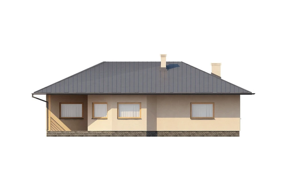 Projekt domu Chraboty N DM-6202 N, parterowy bez podpiwniczenia - elewacja ogrodowa