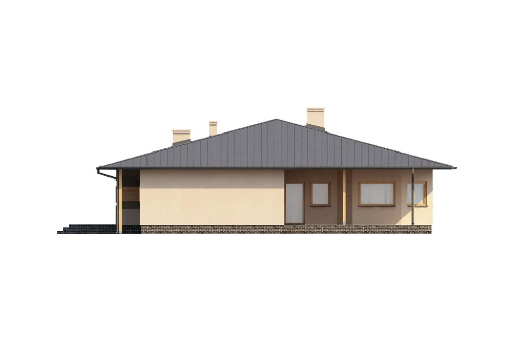 Projekt domu Chraboty N DM-6202 N, parterowy bez podpiwniczenia - elewacja prawa